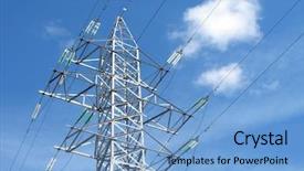  Presentation with blue sky at cook islands - Slide deck featuring energy transfer - electricity pylon against blue sky background and a light blue colored foreground