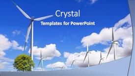  Presentation with wind energy - Colorful PPT theme enhanced with energy wind turbines backdrop and a cobalt blue colored foreground