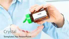  Presentation with tablets - Slides with energy-woman-hand-holding background and a sky blue colored foreground