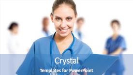  Presentation with nurse team - Cool new PPT theme with enfermeria - portrait of a young beautiful backdrop and a teal colored foreground