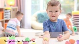  Presentation with modeling - Colorful PPT theme enhanced with engagement model - little boy engaged in playdough backdrop and a lemonade colored foreground