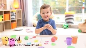  Presentation with playdough - Audience pleasing slide deck consisting of engagement model - little boy engaged in playdough backdrop and a lemonade colored foreground