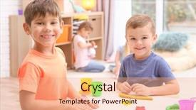  Presentation with playdough - Amazing slide deck having engagement model - little boys engaged in playdough backdrop and a coral colored foreground