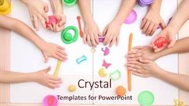  Presentation with modeling - Presentation theme having engagement model - little children engaged in playdough background and a lemonade colored foreground