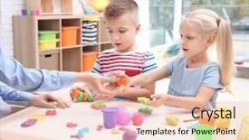  Presentation with playdough - Audience pleasing PPT layouts consisting of engagement model - little children engaged in playdough backdrop and a lemonade colored foreground