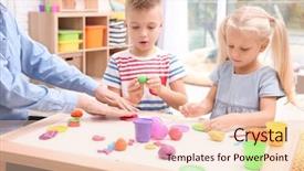  Presentation with playdough - Slide deck featuring engagement model - little children engaged in playdough background and a lemonade colored foreground