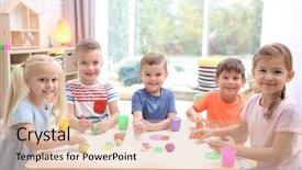  Presentation with modeling - Slide deck with engagement model - little children engaged in playdough background and a lemonade colored foreground