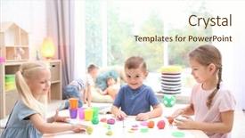  Presentation with playdough - PPT layouts having engagement model - little children engaged in playdough background and a cream colored foreground