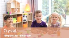  Presentation with playdough - Amazing PPT theme having engagement model - little children engaged in playdough backdrop and a coral colored foreground