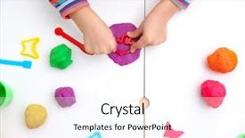  Presentation with modeling - Audience pleasing presentation consisting of engagement model - little girl engaged in playdough backdrop and a pink colored foreground