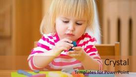  Presentation with modeling - PPT layouts with engagement model - lovely little girl sitting background and a gold colored foreground