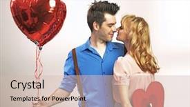  Presentation with engagement model - PPT layouts featuring engagement model - valentines couple with heart balloons background and a soft green colored foreground