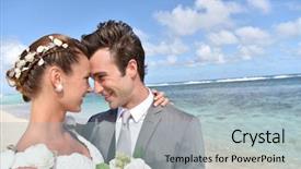  Presentation with bride and groom - Presentation design with engaging others - bride and groom looking background and a light blue colored foreground