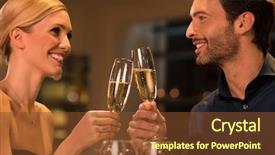  Presentation with work anniversary restaurant catering services - Cool new slides with engaging others - happy young couple celebrating their backdrop and a tawny brown colored foreground