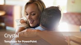  Presentation with people helping each teamwork couple - Slide set consisting of engaging others - smiling couple embracing each other background and a violet colored foreground