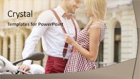  Presentation with people helping each teamwork couple - Presentation consisting of engaging others - young couple kissing each other background and a lemonade colored foreground