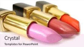  Presentation with colored shining - Presentation theme having engangement - three colored lipsticks on white background and a lemonade colored foreground