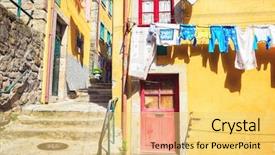  Presentation with laundry - Slide deck consisting of engen - colorful houses in a narrow background and a yellow colored foreground