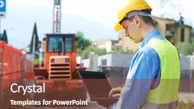  Presentation with safety work - Slide set with engeneer - construction worker in safety protective background and a tawny brown colored foreground