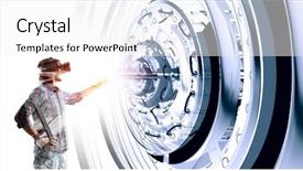  Presentation with mixed reality - Audience pleasing presentation consisting of engeneering - virtual reality experience technologies backdrop and a white colored foreground