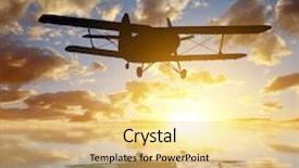  Presentation with airplane engine - Cool new slide deck with engine airplane flying at sunset backdrop and a blonde colored foreground