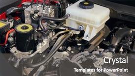  Presentation with car engine - Presentation theme featuring engine bay of a car background and a gray colored foreground