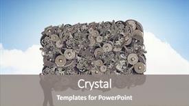  Presentation with mechanism - Presentation design consisting of engine company - businessman holding banner of gears background and a gray colored foreground