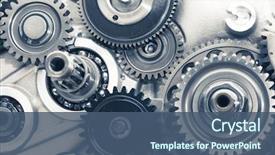  Presentation with gear wheels - Presentation theme consisting of engine gear wheels closeup view background and a ocean colored foreground