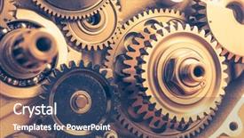  Presentation with gear wheels - PPT theme having engine gear wheels industrial background background and a ocean colored foreground