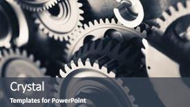  Presentation with gear wheels - Slide set enhanced with engine gear wheels industrial background background and a tawny brown colored foreground