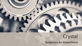  Presentation with engine - Slide deck enhanced with engine gear wheels industrial background background and a light gray colored foreground
