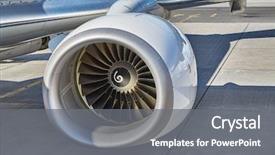  Presentation with aircraft - Cool new PPT theme with engine of a new aircraft backdrop and a gray colored foreground