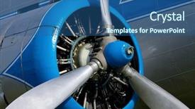  Presentation with aircraft engine - Beautiful theme featuring engine of an old aircraft backdrop and a ocean colored foreground