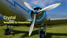  Presentation with aircraft engine - PPT theme consisting of engine of an old aircraft background and a tawny brown colored foreground