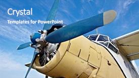  Presentation with airplane engine - PPT layouts consisting of engine of an old plane background and a teal colored foreground