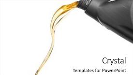  Presentation with engine - Colorful presentation design enhanced with engine oil pouring from canister backdrop and a white colored foreground