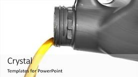  Presentation with bike engine oil - Slide set having engine oil pouring from canister background and a white colored foreground
