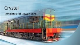  Presentation with old - Presentation with engine railway - old locomotive background and a light blue colored foreground