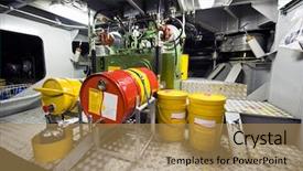  Presentation with diesel engine - Slides featuring engine room with the oil background and a coral colored foreground