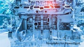  Presentation with motor engine - Beautiful PPT theme featuring engine-with-metal-parts backdrop and a light blue colored foreground