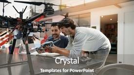  Presentation with working together - Cool new PPT theme with engineer and technician working together backdrop and a  colored foreground