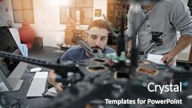  Presentation with internship - Beautiful slides featuring engineer and technician working together backdrop and a  colored foreground