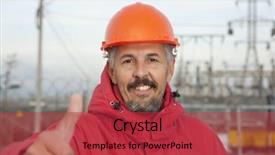  Presentation with electric distribution substation power - PPT theme featuring engineer at electrical substation electrical background and a red colored foreground