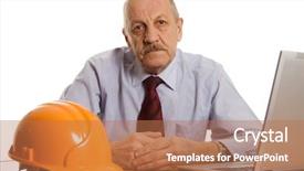  Presentation with engineering desk of civil engineer - Cool new presentation theme with engineer at the computer isolated backdrop and a coral colored foreground