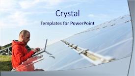  Presentation with solar panels - Presentation theme featuring engineer at work place solar background and a sky blue colored foreground