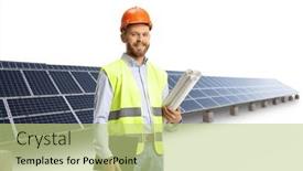  Presentation with solar - Presentation design having engineer-blueprints-and-a-document background and a mint green colored foreground
