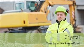  Presentation with construction site construction - Amazing PPT layouts having engineer-builder-at-construction-site backdrop and a yellow colored foreground