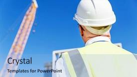  Presentation with construction site construction - PPT layouts consisting of engineer builder at construction site background and a  colored foreground