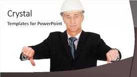  Presentation with engineering engineer or safety officer - Presentation theme having engineer businessman showing thumbs down background and a  colored foreground