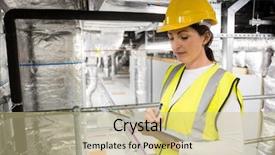  Presentation with temperature - PPT layouts with engineer checking the temperature pipes background and a soft green colored foreground